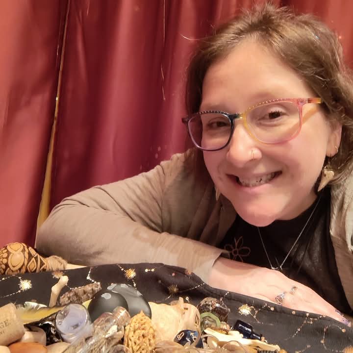 Daphne of Coffee with the Ancestors with her bone casting